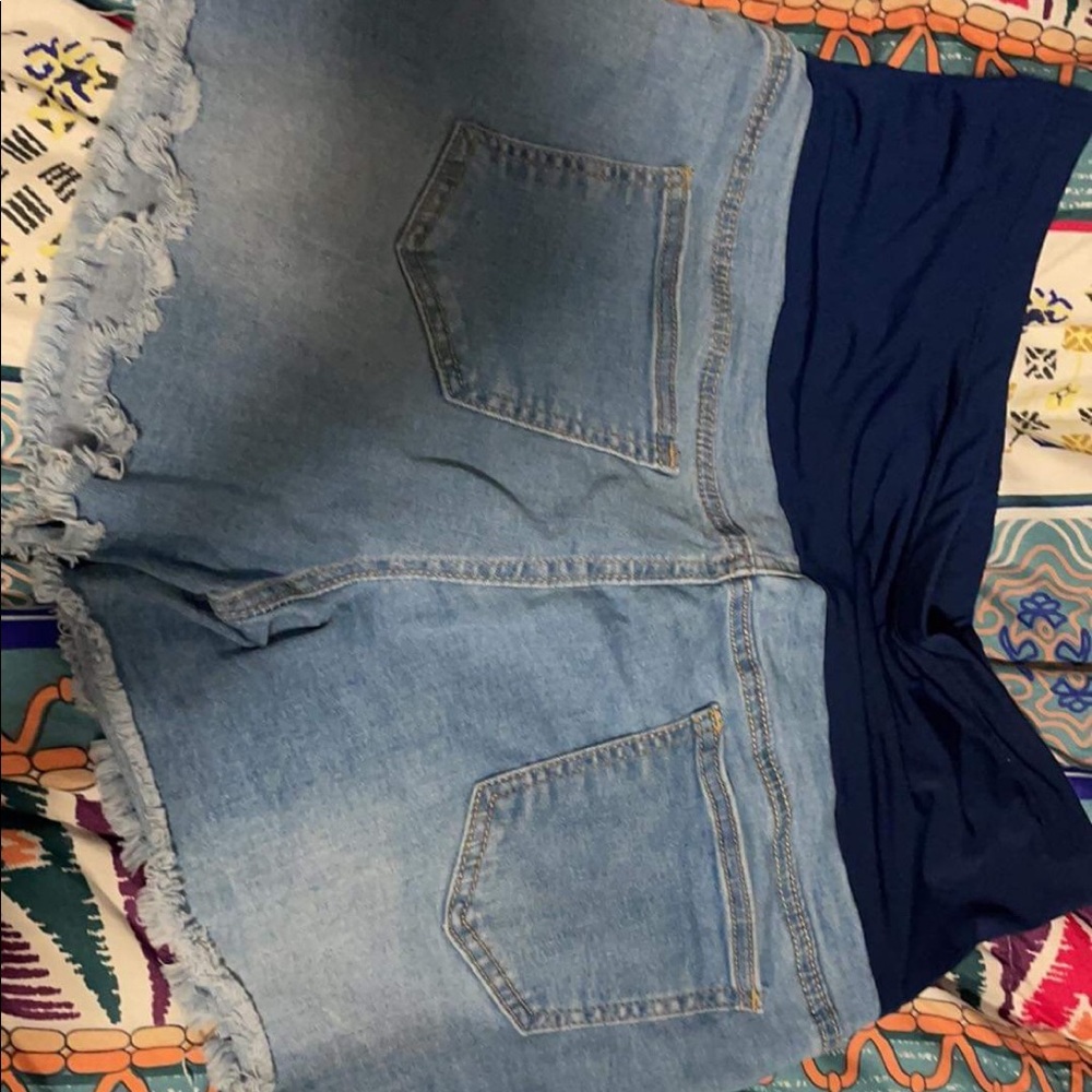 Denim maternity shorts